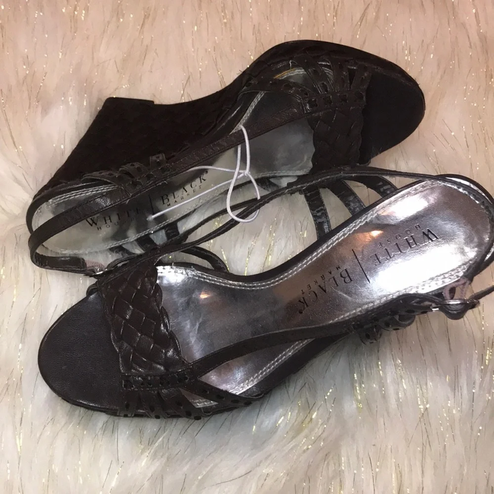 White House black market 7.5 brown wedge braided